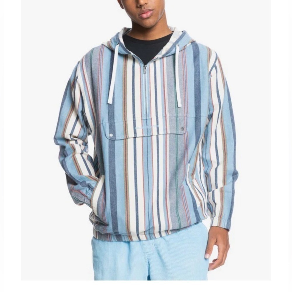 Quicksilver Mens’s Blue Neo Baja Skater Coastal Lightweight Pullover Jacket